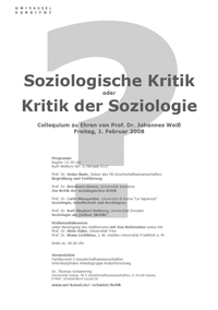Colloquium „Soziologische Kritik oder Kritik der Soziologie”, Programm